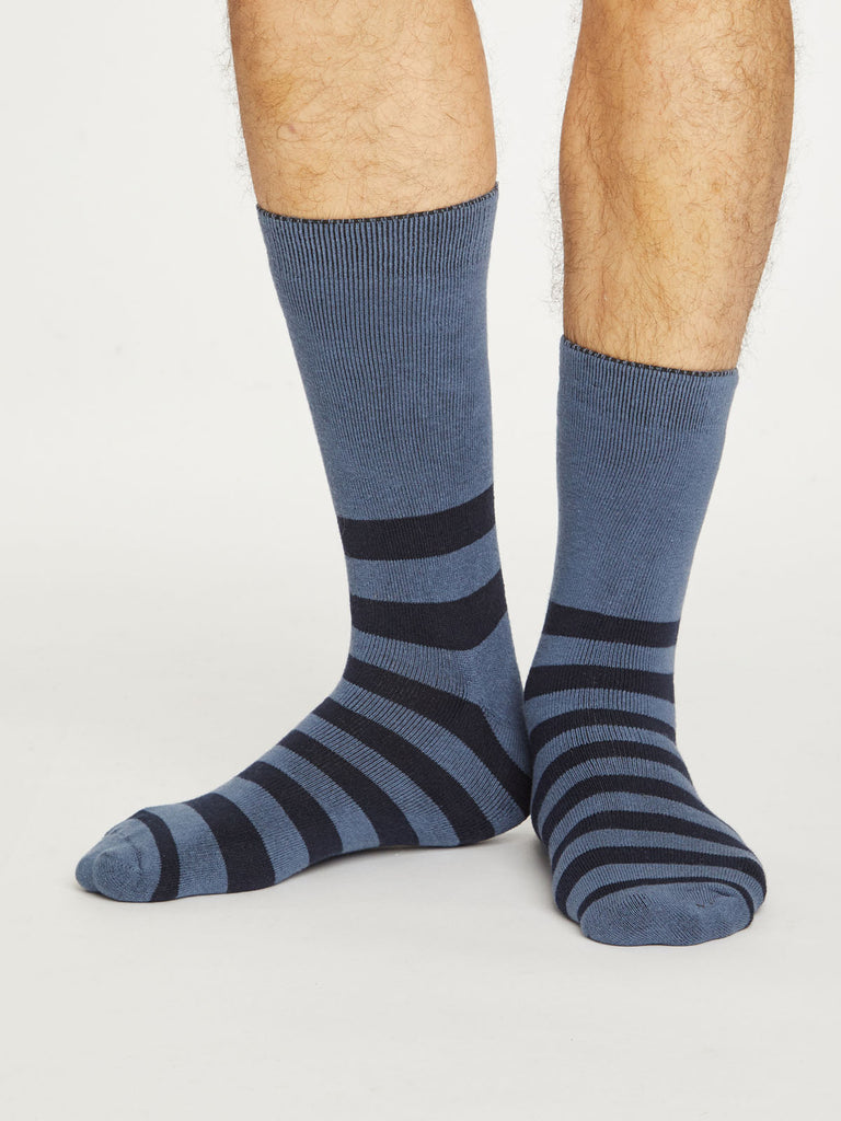 Organic Cotton Walker Socks in Blue Slate by Thought, Size 7-11-bamboofeet