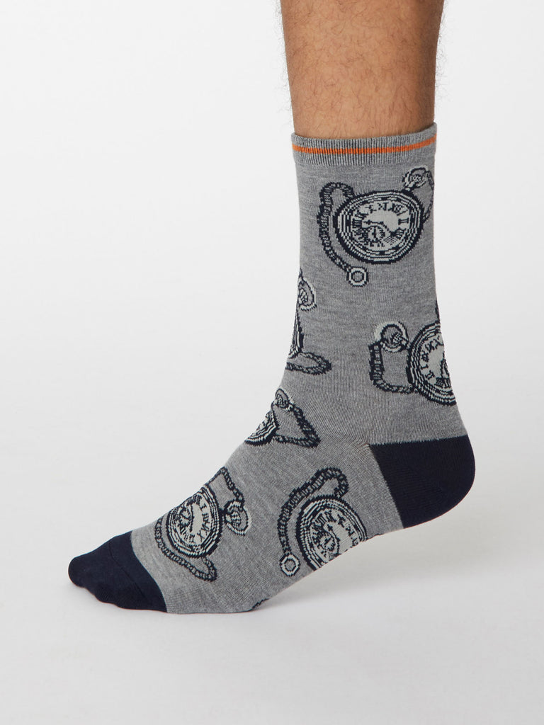 Momento Bamboo Watch Socks in Mid Grey Marle by Thought, Size 7-11-bamboofeet