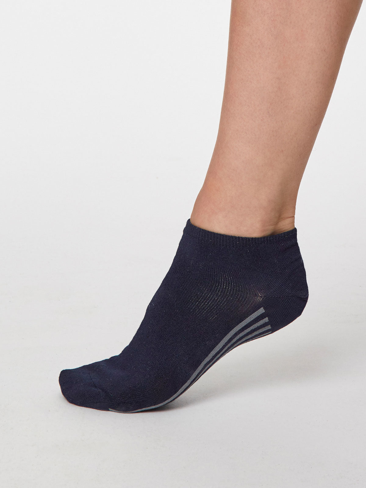 Navy bamboo trainer socks by Thought