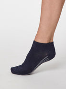 Navy bamboo trainer socks by Thought