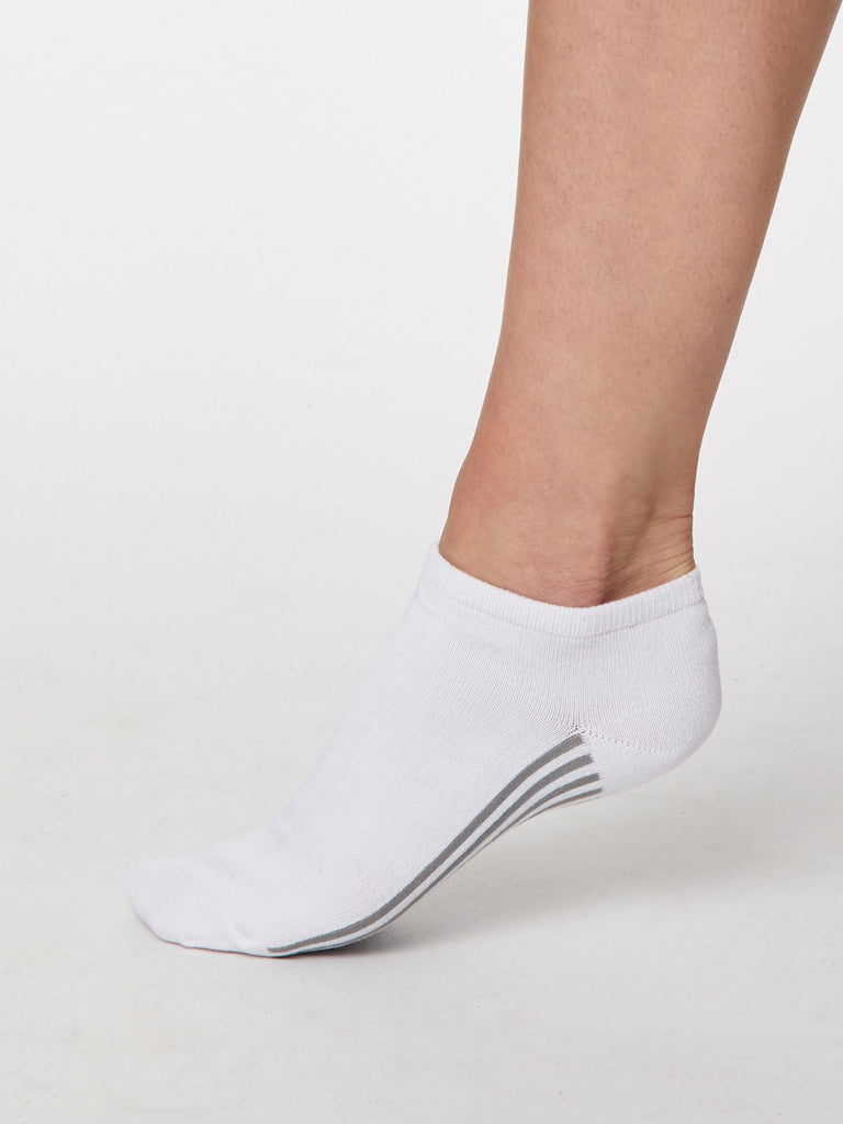 Solid Jane Plain Bamboo Trainer Sock in White by Thought, Size 4-7-bamboofeet