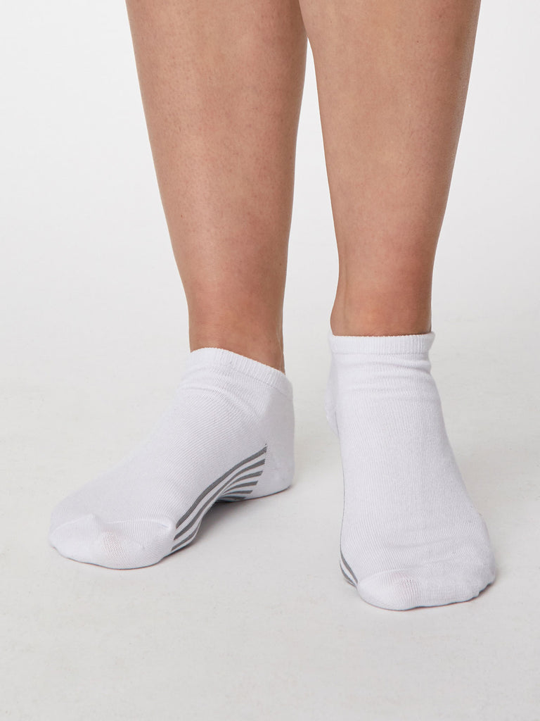 Solid Jane Plain Bamboo Trainer Sock in White by Thought, Size 4-7-bamboofeet