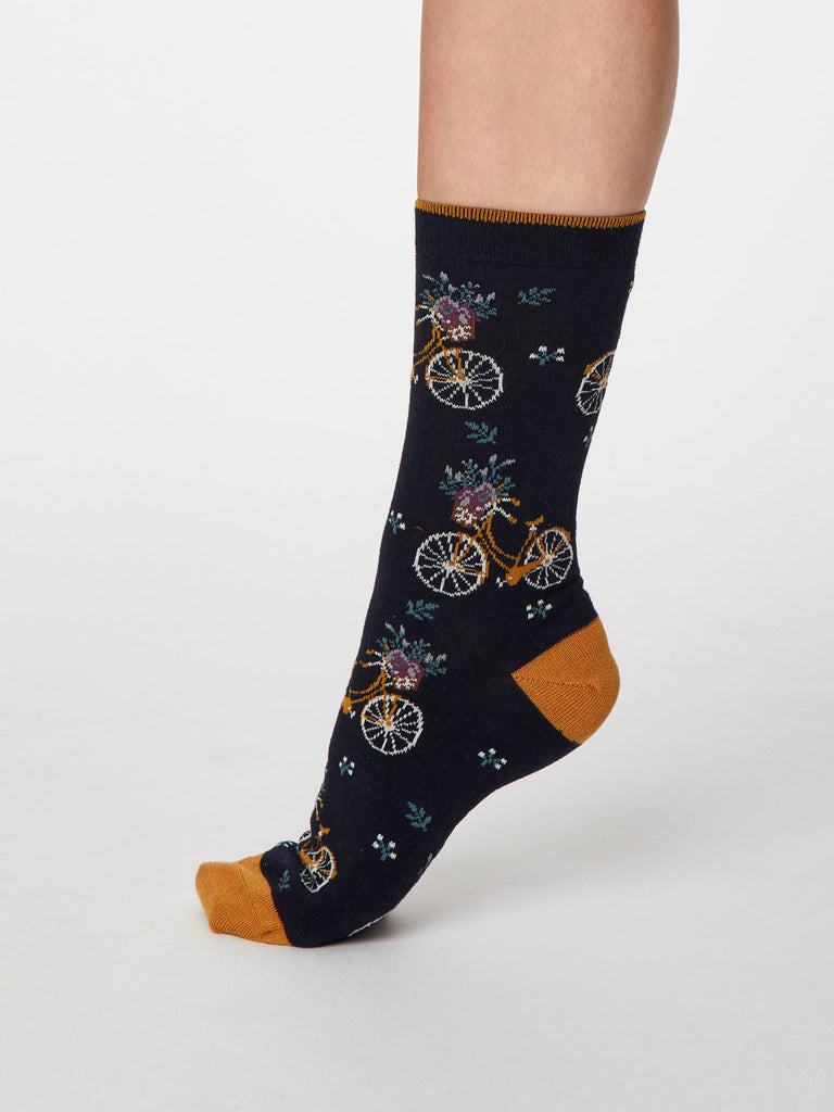 Bicicletta Bamboo Socks in Dark Navy by Thought - Size 4-7-bamboofeet