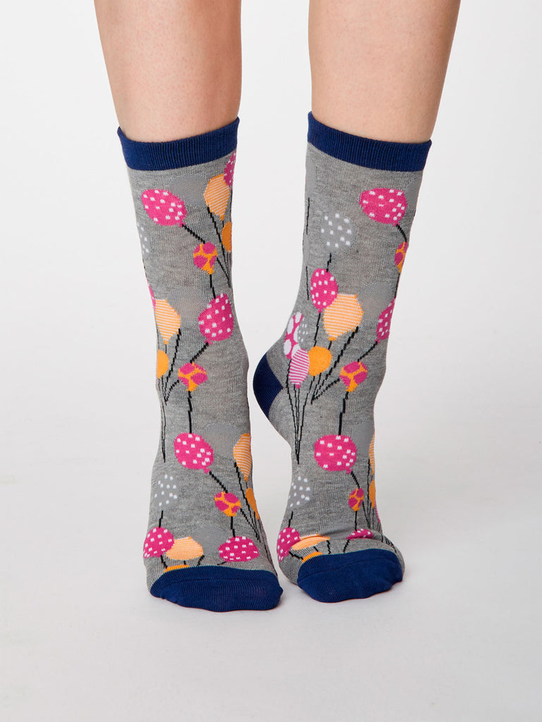 Netto Bamboo Balloon Socks in Mid Grey Marle by Thought, Size 4-7-bamboofeet
