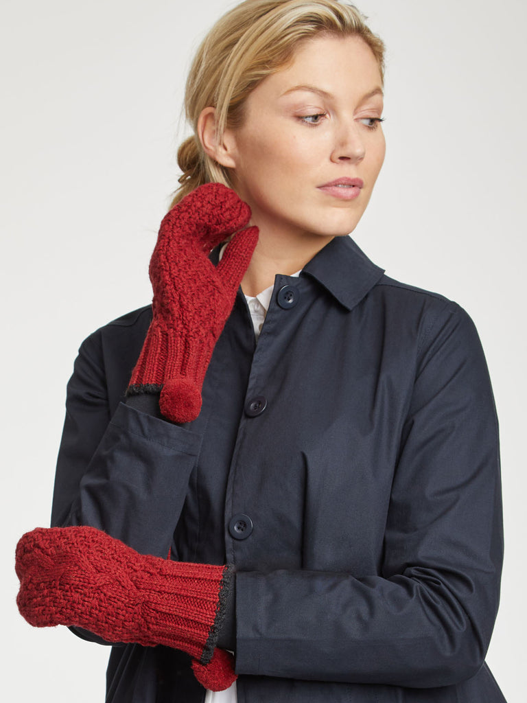 Jordunn Wool Gloves in Redcurrant Red by Thought-bamboofeet