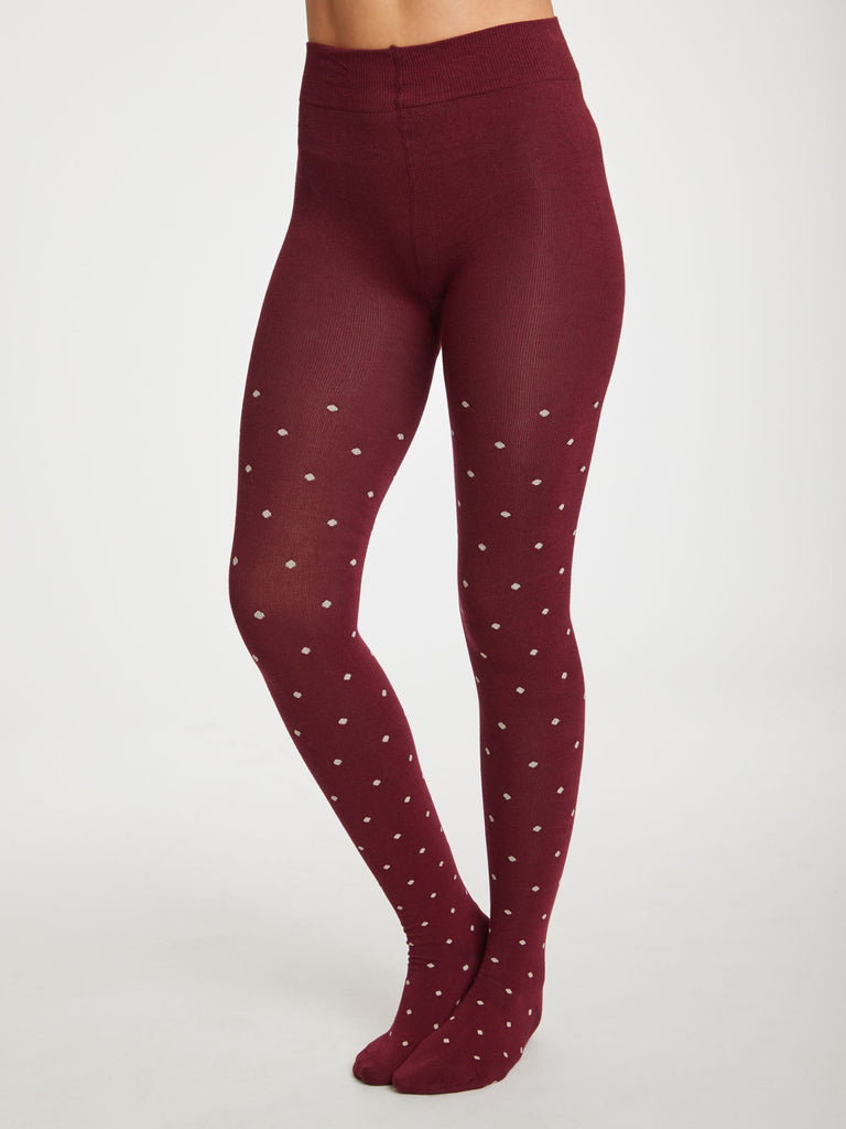 Spot Bamboo Tights in Bilberry by Thought-bamboofeet