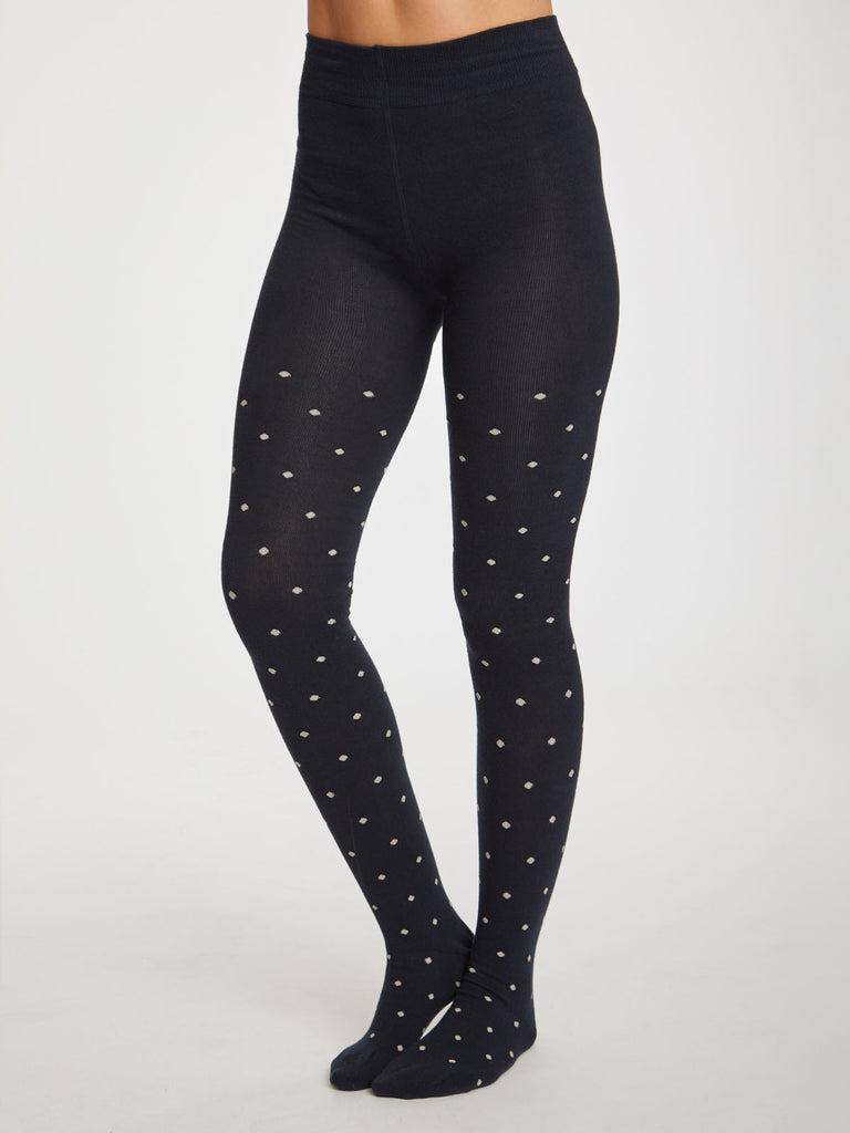 Spot Bamboo Tights in Midnight Navy by Thought-bamboofeet