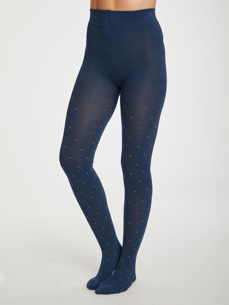 Spot Bamboo Tights in Petrol Blue by Thought-bamboofeet