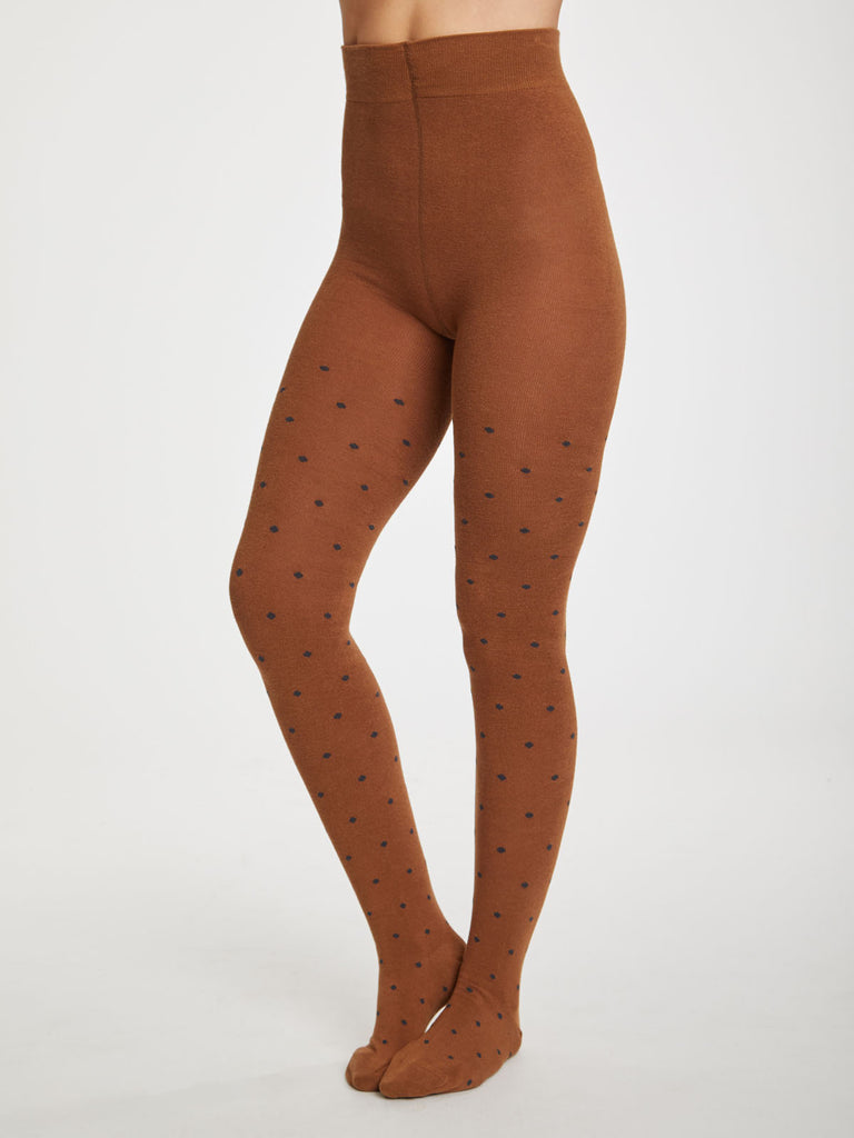 Spot Bamboo Tights in Toffee by Thought-bamboofeet